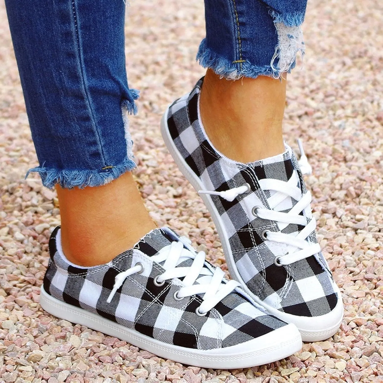 Casual Canvas Shoes Sneakers for Women, Lace up Canvas Sneakers,Lace Up Fashion Comfortable Walking Shoes,Slip On Non Slip Shoes Lace Up Canvas Low Top Shoes