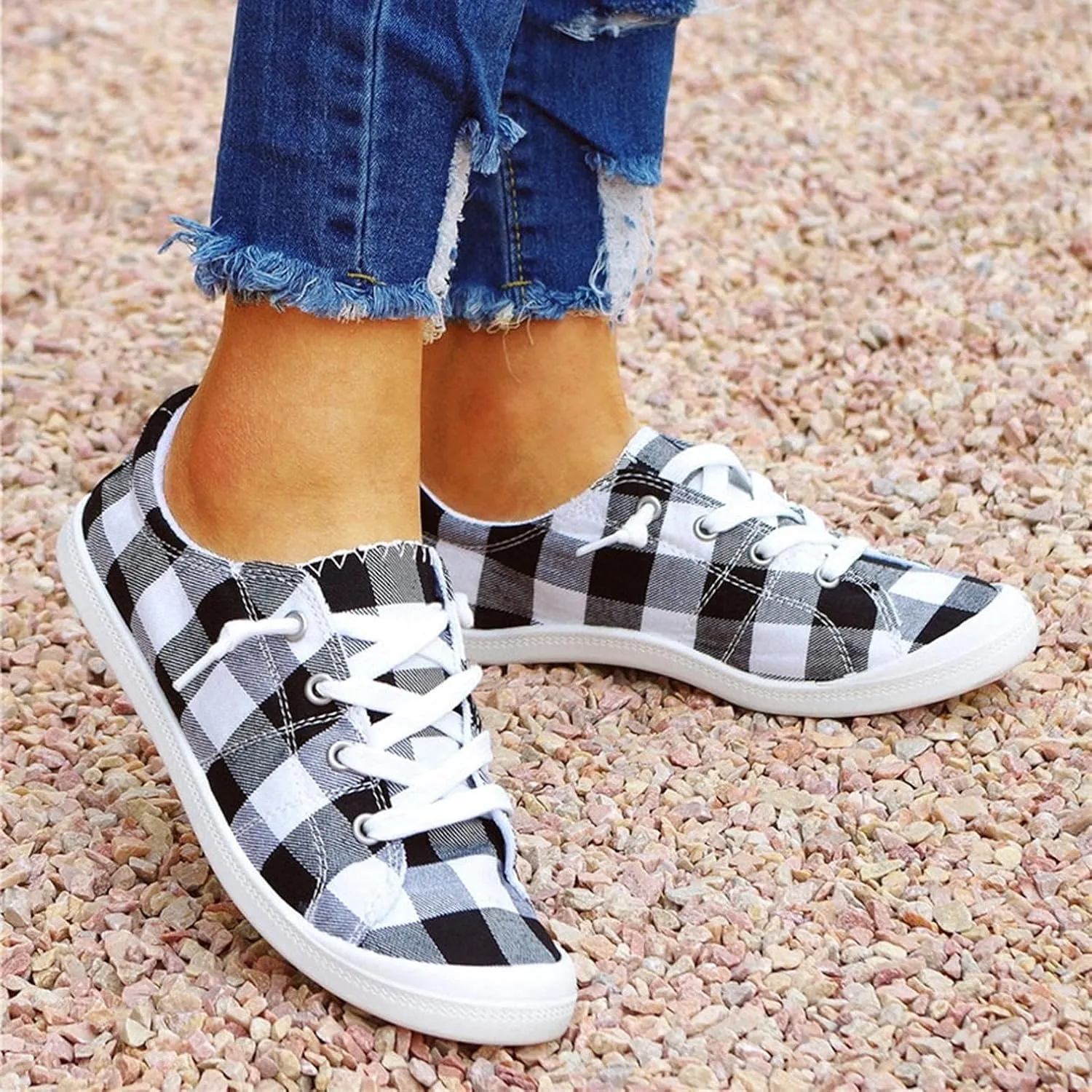 Casual Canvas Shoes Sneakers for Women, Lace up Canvas Sneakers,Lace Up Fashion Comfortable Walking Shoes,Slip On Non Slip Shoes Lace Up Canvas Low Top Shoes