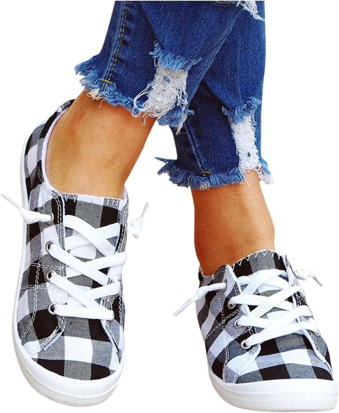 Casual Canvas Shoes Sneakers for Women, Lace up Canvas Sneakers,Lace Up Fashion Comfortable Walking Shoes,Slip On Non Slip Shoes Lace Up Canvas Low Top Shoes