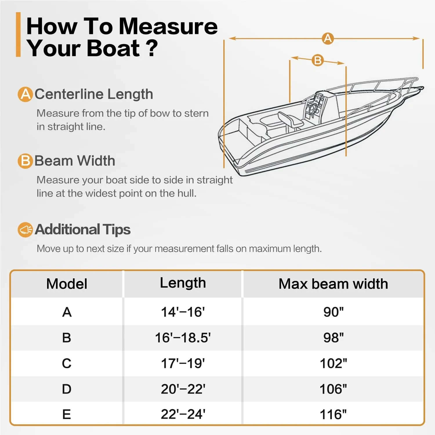 Center Console Boat Cover: 900D Waterproof Heavy Duty Boat Cover for CC Boat with Storage Bag, Marine Grade Oxford UV Resistant Canvas for Trailerable Boat 14-16 ft, Beam Width up to 90"