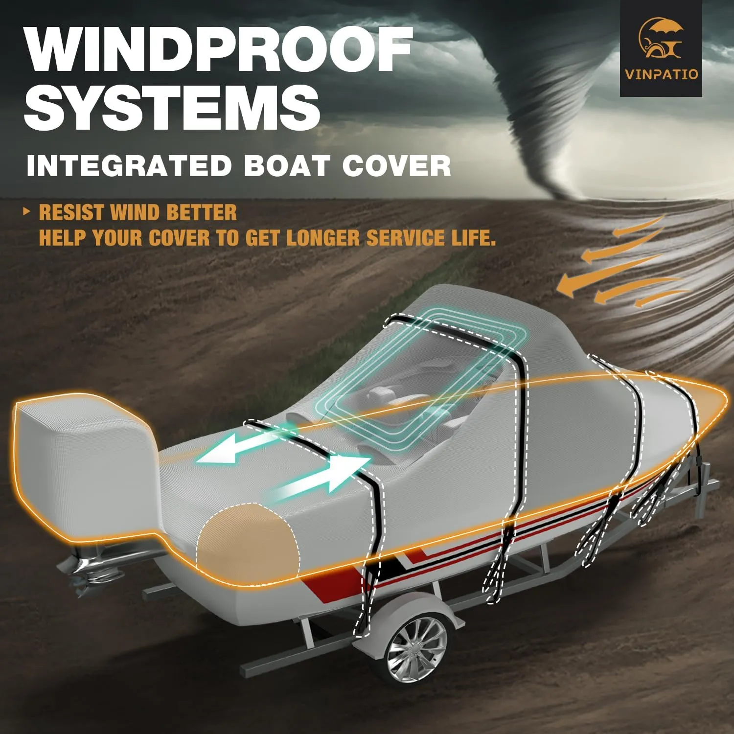 Center Console Boat Cover: 900D Waterproof Heavy Duty Boat Cover for CC Boat with Storage Bag, Marine Grade Oxford UV Resistant Canvas for Trailerable Boat 14-16 ft, Beam Width up to 90"