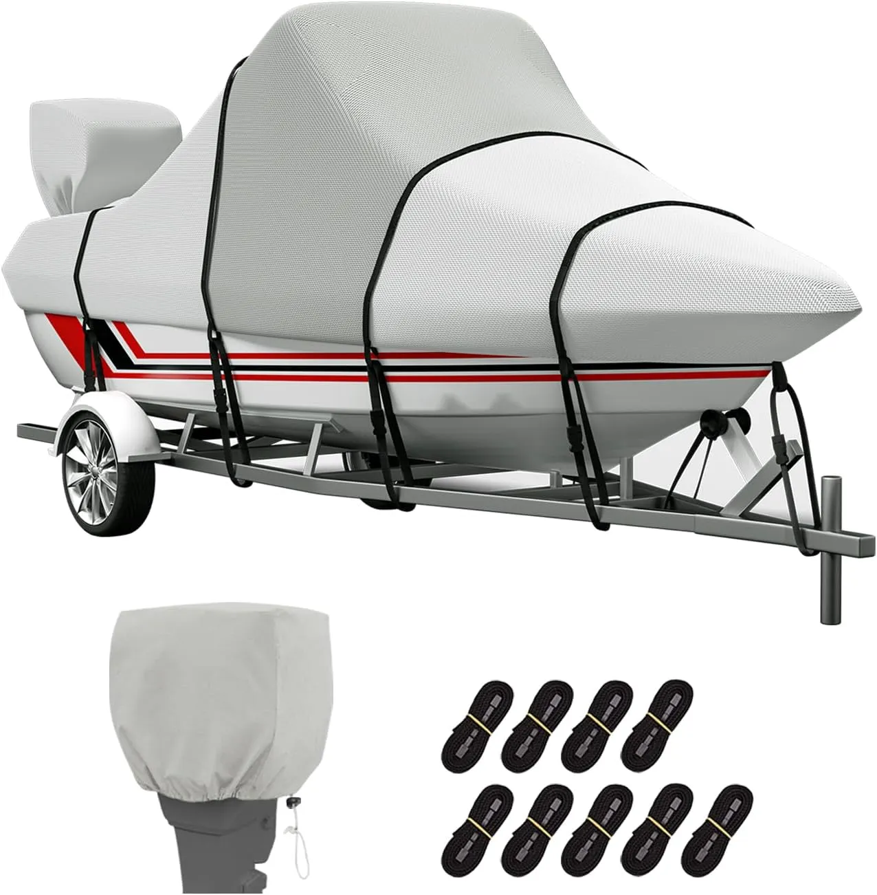 Center Console Boat Cover: 900D Waterproof Heavy Duty Boat Cover for CC Boat with Storage Bag, Marine Grade Oxford UV Resistant Canvas for Trailerable Boat 14-16 ft, Beam Width up to 90"