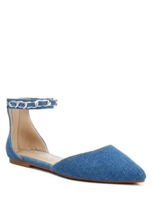 Chain Denim Flat Sandals