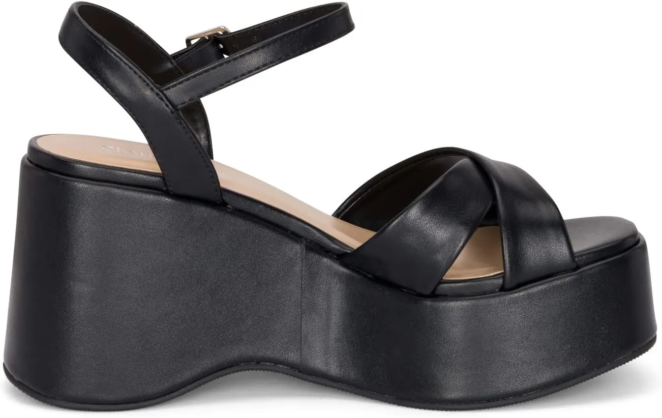 Chariot & Co -Daystar- Womens Open Toe Ankle Strap Wedges Heels Platform Trendy Summer Sandals