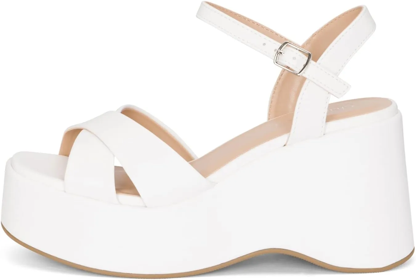 Chariot & Co -Daystar- Womens Open Toe Ankle Strap Wedges Heels Platform Trendy Summer Sandals