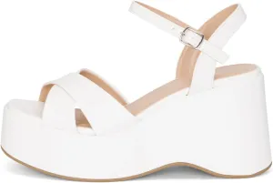 Chariot & Co -Daystar- Womens Open Toe Ankle Strap Wedges Heels Platform Trendy Summer Sandals