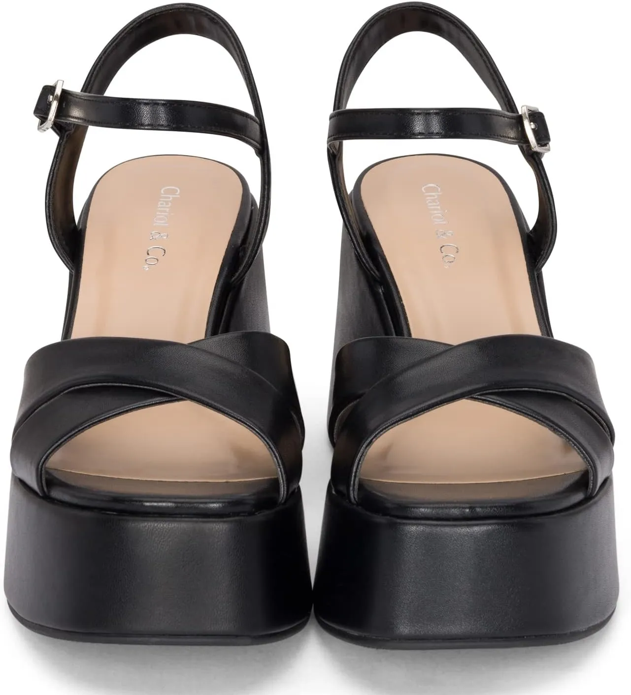 Chariot & Co -Daystar- Womens Open Toe Ankle Strap Wedges Heels Platform Trendy Summer Sandals