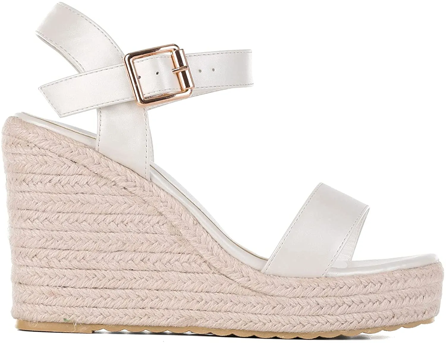 Charleston White Wedge Ankle Strap Open Toe Platform Sandals