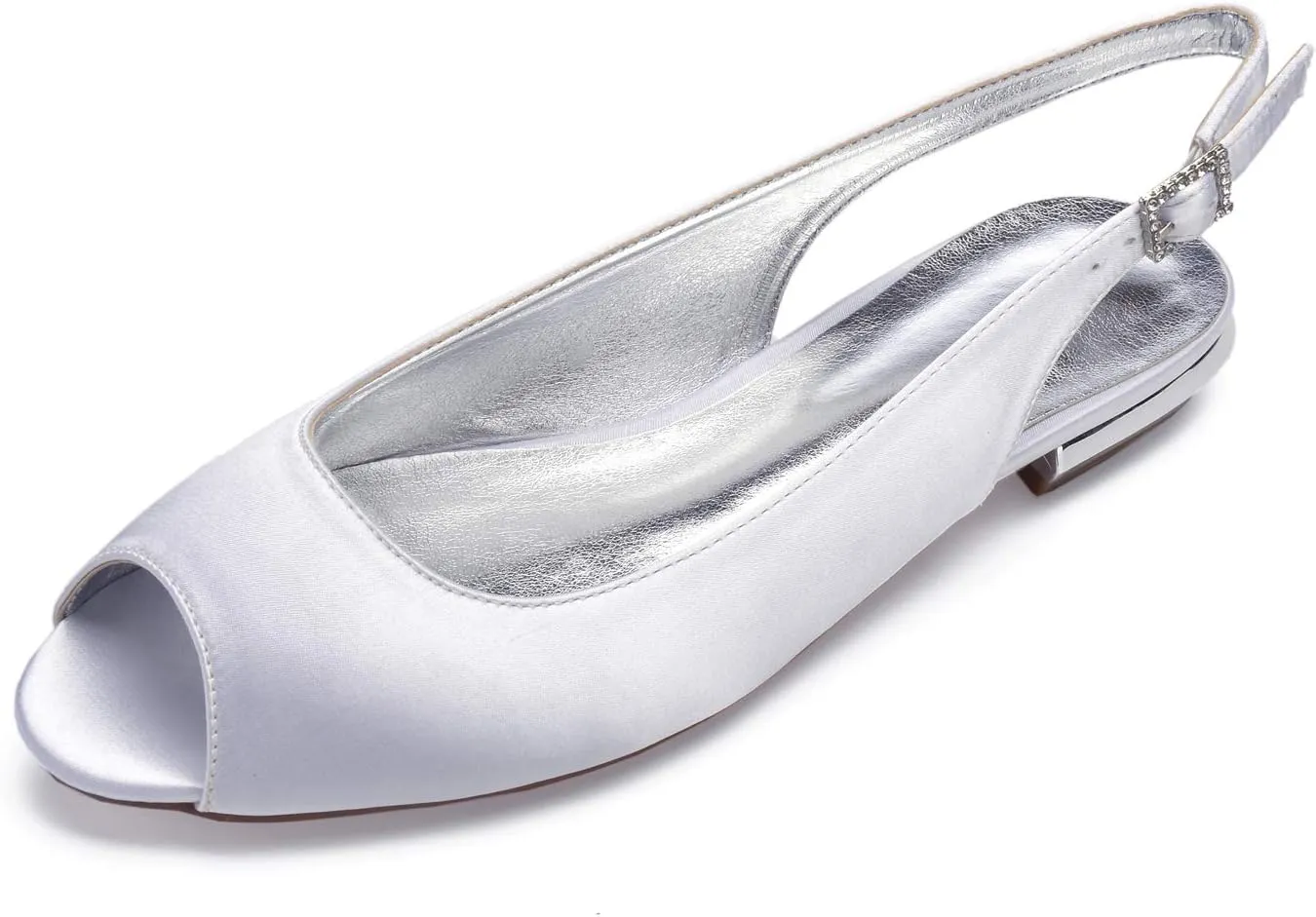 Charmstep Women Satin Bridal Ballet Flats Slingback Peep Toe Back Strappy Wedding Party Shoes 5049-49