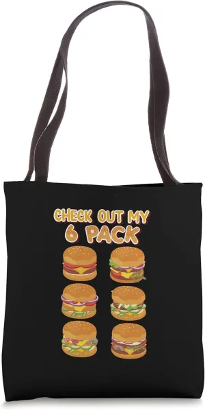 Check Out My Six Pack Burger Restaurant Patty Bun Muscle Abs Tote Bag
