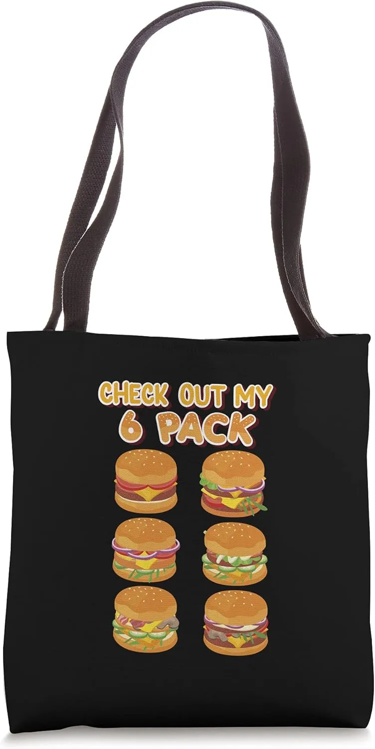 Check Out My Six Pack Burger Restaurant Patty Bun Muscle Abs Tote Bag