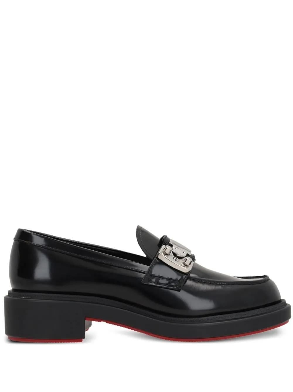 Christian Louboutin Black Urban Moc Loafers: Flat Shoes with Chunky Rubber Sole