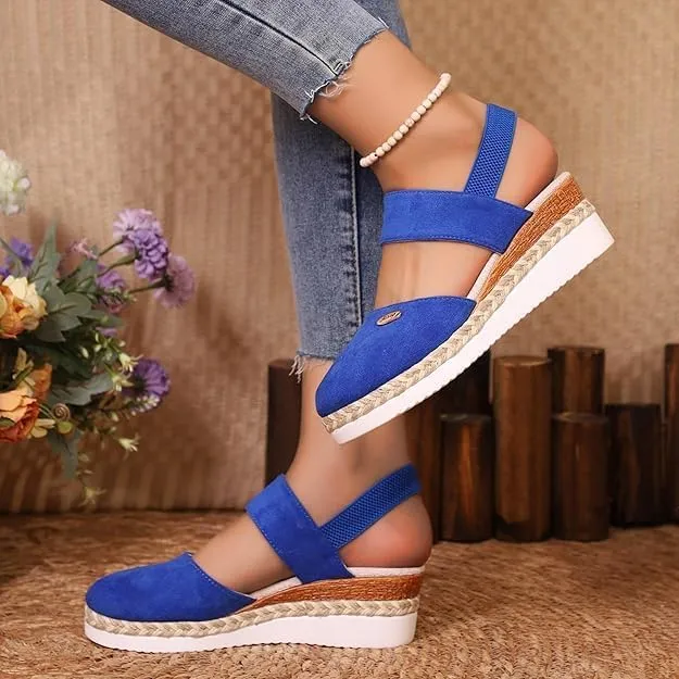 Closed Toe Platform Wedge Sandals for Women Heel Casual Womens, Women's Espadrilles Dressy Wedges Sandals, Comfortable Anti Slip Summer Shoes with Adjustable Buckle Ankle Strap