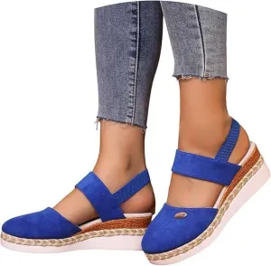 Closed Toe Platform Wedge Sandals for Women Heel Casual Womens, Women's Espadrilles Dressy Wedges Sandals, Comfortable Anti Slip Summer Shoes with Adjustable Buckle Ankle Strap