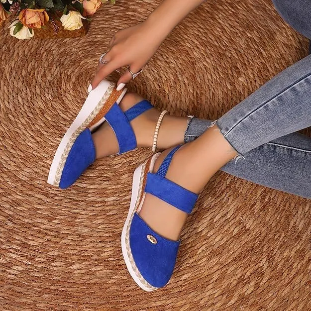 Closed Toe Platform Wedge Sandals for Women Heel Casual Womens, Women's Espadrilles Dressy Wedges Sandals, Comfortable Anti Slip Summer Shoes with Adjustable Buckle Ankle Strap
