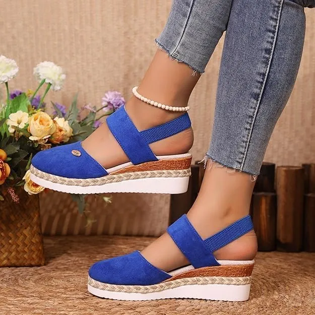 Closed Toe Platform Wedge Sandals for Women Heel Casual Womens, Women's Espadrilles Dressy Wedges Sandals, Comfortable Anti Slip Summer Shoes with Adjustable Buckle Ankle Strap