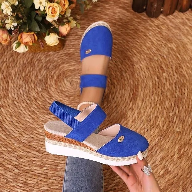 Closed Toe Platform Wedge Sandals for Women Heel Casual Womens, Women's Espadrilles Dressy Wedges Sandals, Comfortable Anti Slip Summer Shoes with Adjustable Buckle Ankle Strap