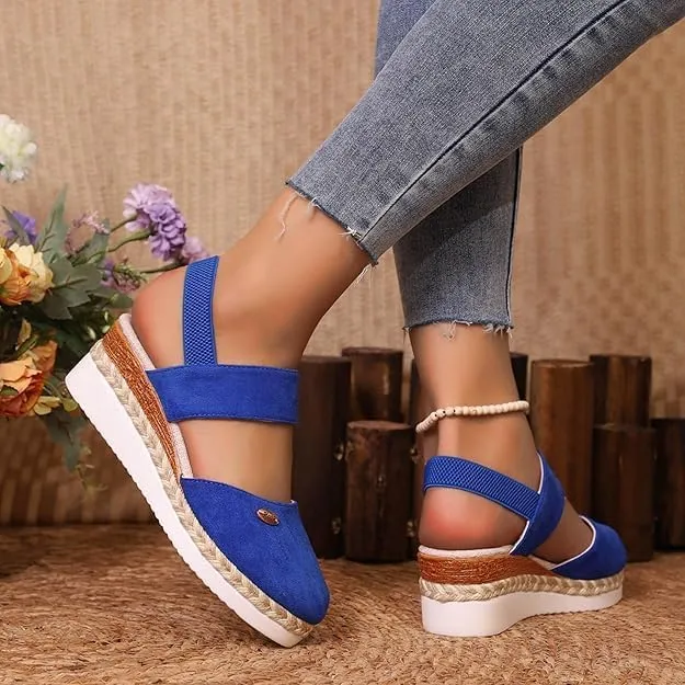 Closed Toe Platform Wedge Sandals for Women Heel Casual Womens, Women's Espadrilles Dressy Wedges Sandals, Comfortable Anti Slip Summer Shoes with Adjustable Buckle Ankle Strap