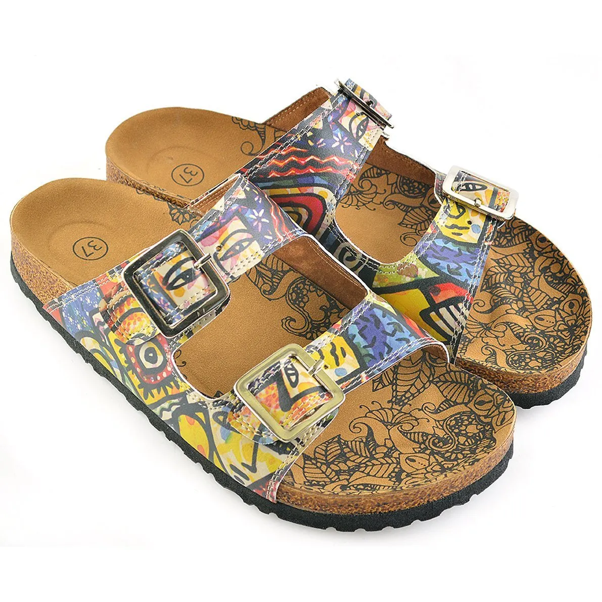 Colored Art Table Patterned Sandal - CAL206