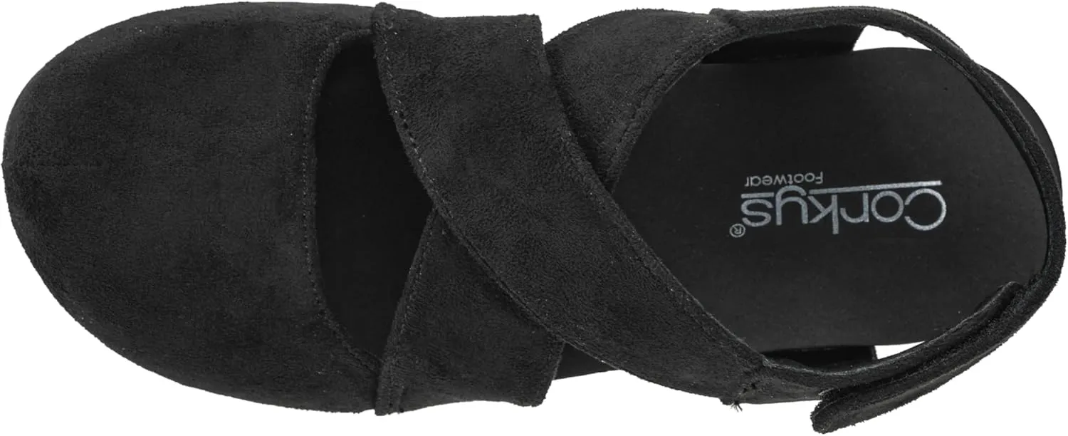 Corkys Footwear Case Closed Wedge - A Stylish 2.5-Inch Heel with 1-Inch Platform, Closed Toe, Cross Strap Upper, Hook N Loop Ankle Strap Closure, and EVA Insoles