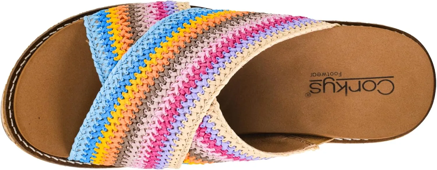 Corkys Footwear The Peace Out 2.5-Inch Woven Strap Wedge - Trendy and Chic Strap Design, Comfortable, Lightweight, and Durable Summer Wedges for Versatile Fashion