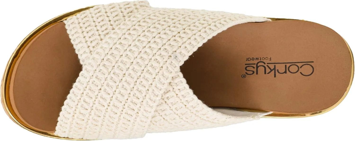 Corkys Footwear The Peace Out 2.5-Inch Woven Strap Wedge - Trendy and Chic Strap Design, Comfortable, Lightweight, and Durable Summer Wedges for Versatile Fashion