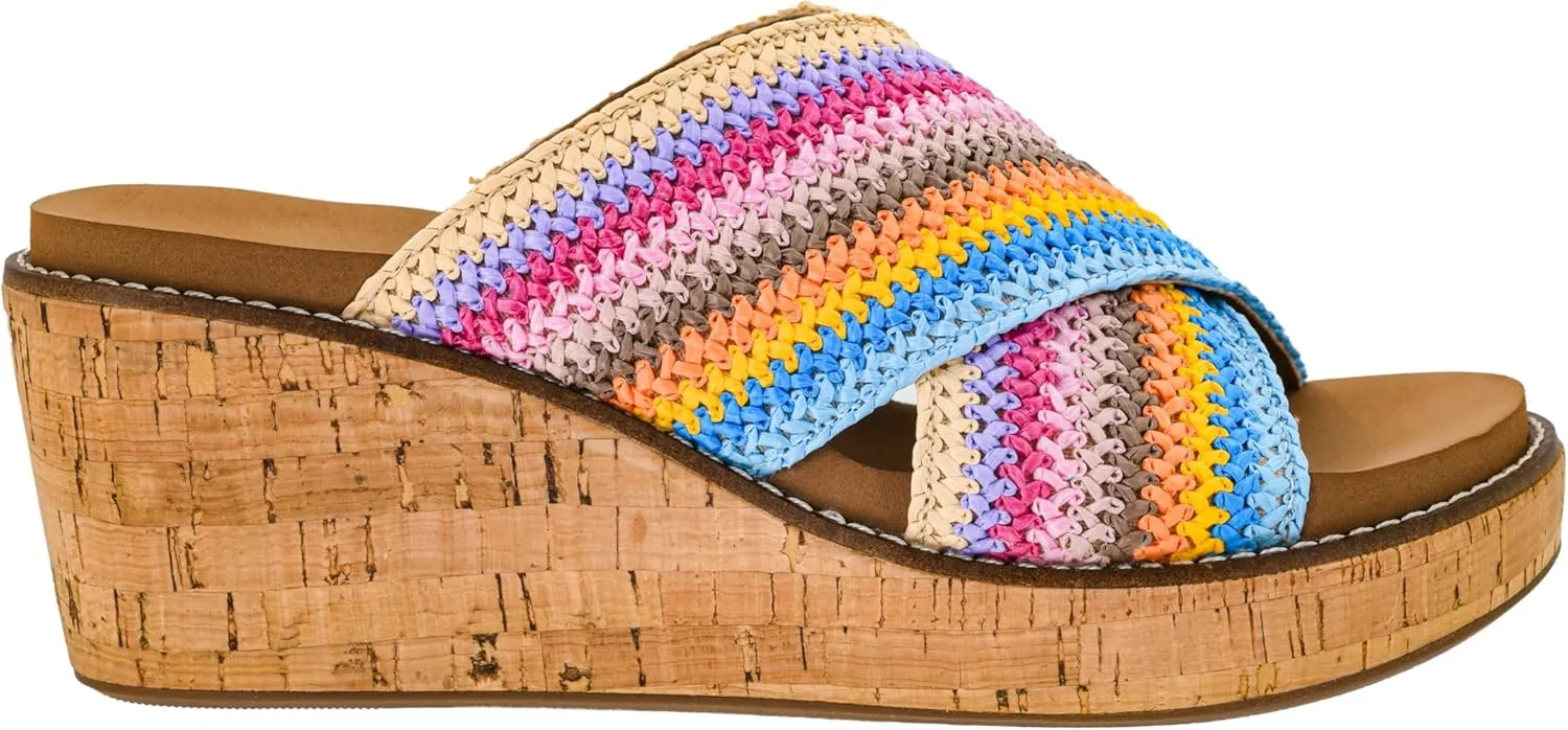 Corkys Footwear The Peace Out 2.5-Inch Woven Strap Wedge - Trendy and Chic Strap Design, Comfortable, Lightweight, and Durable Summer Wedges for Versatile Fashion