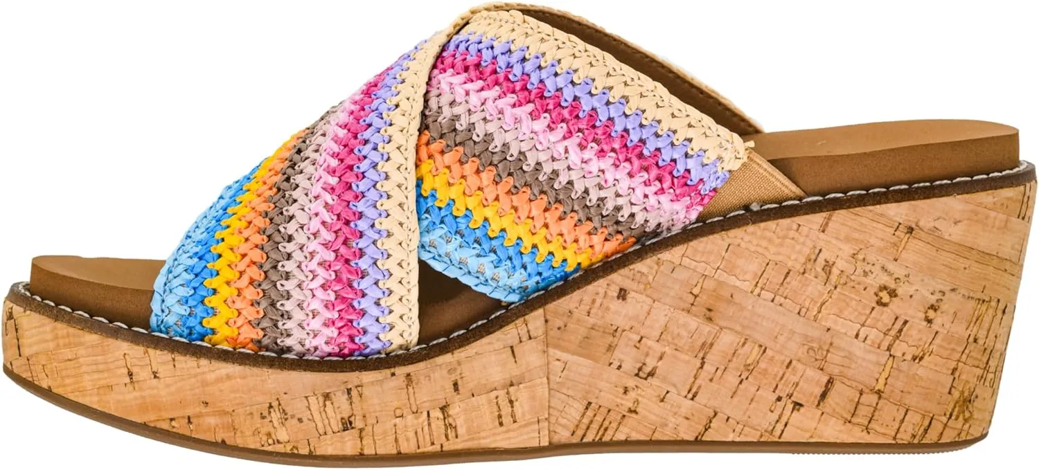 Corkys Footwear The Peace Out 2.5-Inch Woven Strap Wedge - Trendy and Chic Strap Design, Comfortable, Lightweight, and Durable Summer Wedges for Versatile Fashion