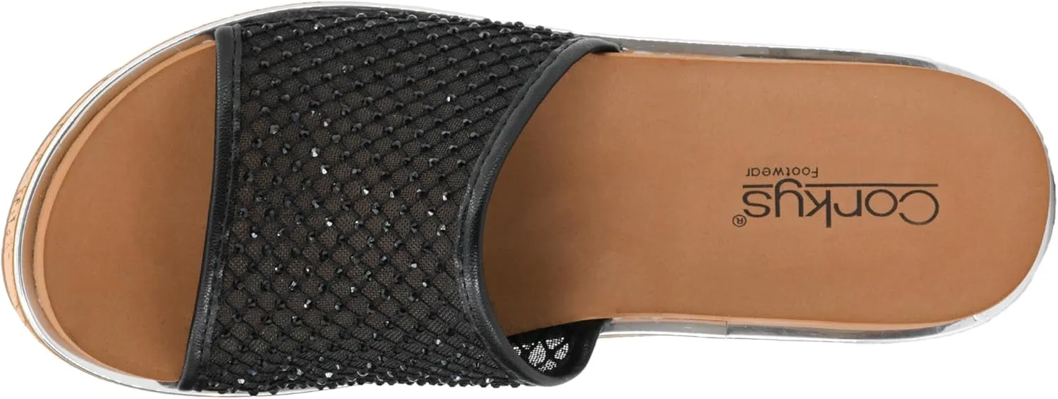 Corkys Footwear Women's Lets Mesh Around 2.5-Inch Wedges - Featuring A Single Mesh Strap With Rhinestones, All-Day Comfort With EVA Insoles, And A Stylish Design for Every Occasion
