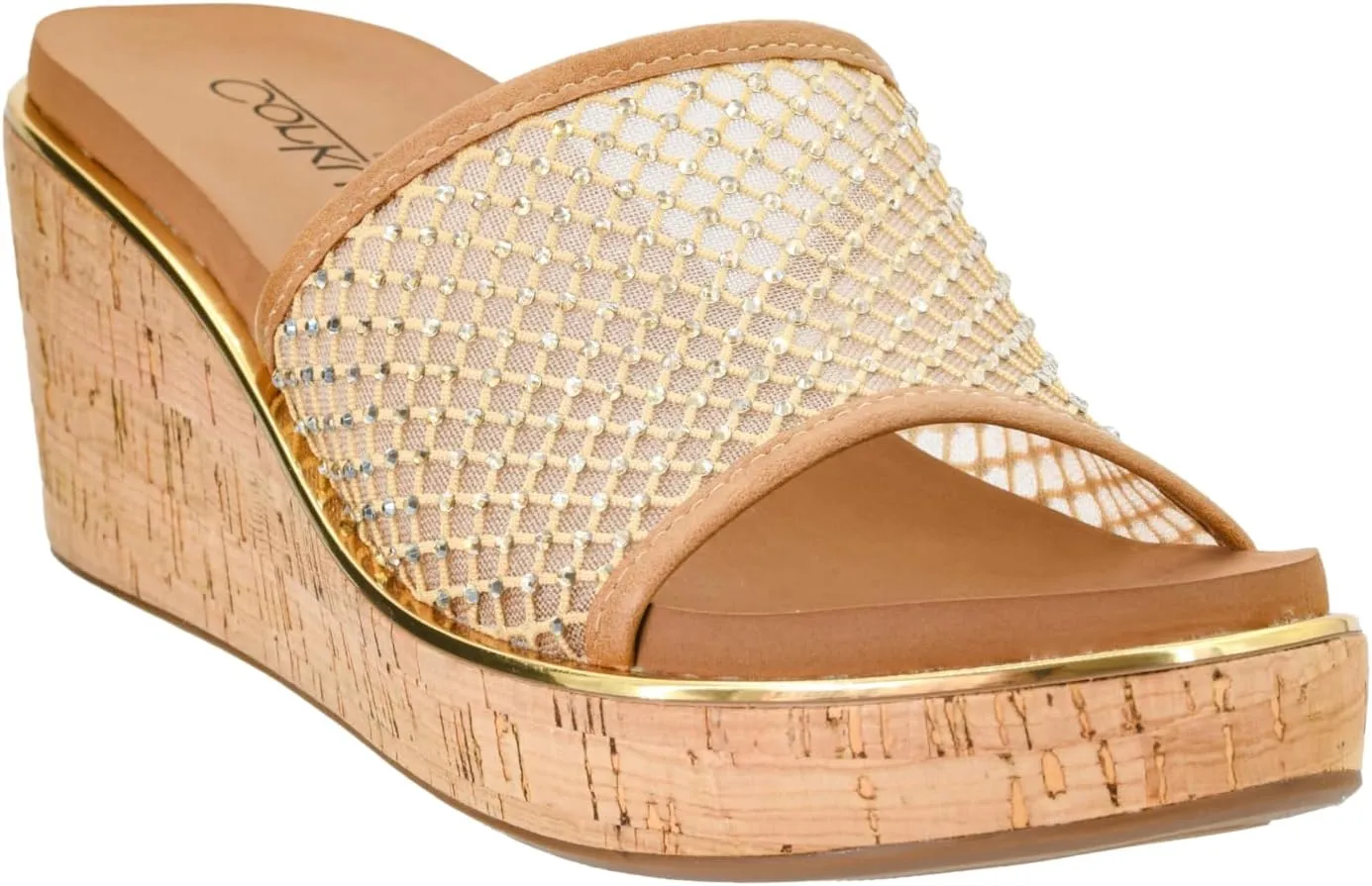 Corkys Footwear Women's Lets Mesh Around 2.5-Inch Wedges - Featuring A Single Mesh Strap With Rhinestones, All-Day Comfort With EVA Insoles, And A Stylish Design for Every Occasion