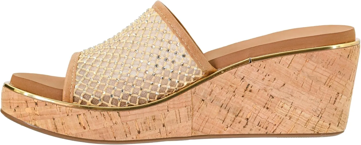 Corkys Footwear Women's Lets Mesh Around 2.5-Inch Wedges - Featuring A Single Mesh Strap With Rhinestones, All-Day Comfort With EVA Insoles, And A Stylish Design for Every Occasion