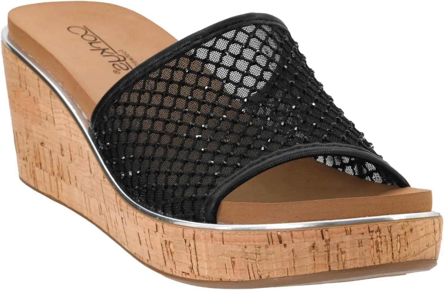 Corkys Footwear Women's Lets Mesh Around 2.5-Inch Wedges - Featuring A Single Mesh Strap With Rhinestones, All-Day Comfort With EVA Insoles, And A Stylish Design for Every Occasion