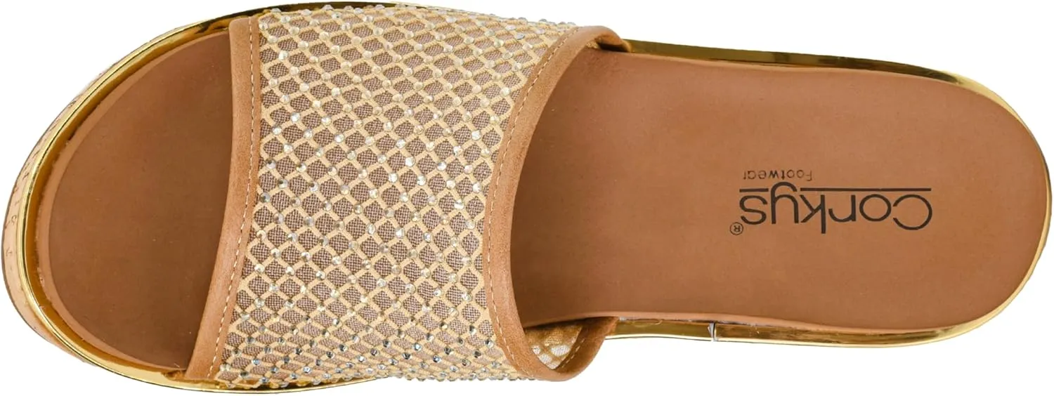 Corkys Footwear Women's Lets Mesh Around 2.5-Inch Wedges - Featuring A Single Mesh Strap With Rhinestones, All-Day Comfort With EVA Insoles, And A Stylish Design for Every Occasion