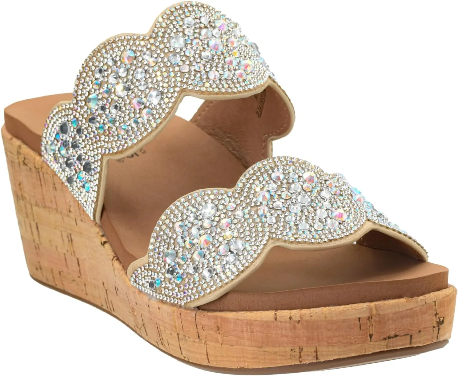 Corkys Footwear Women's Make A Toast - 2.5-Inch Wedges - Stylish Circle Design Straps, Casual Sophistication, Comfort EVA Insole for All-Day Wear