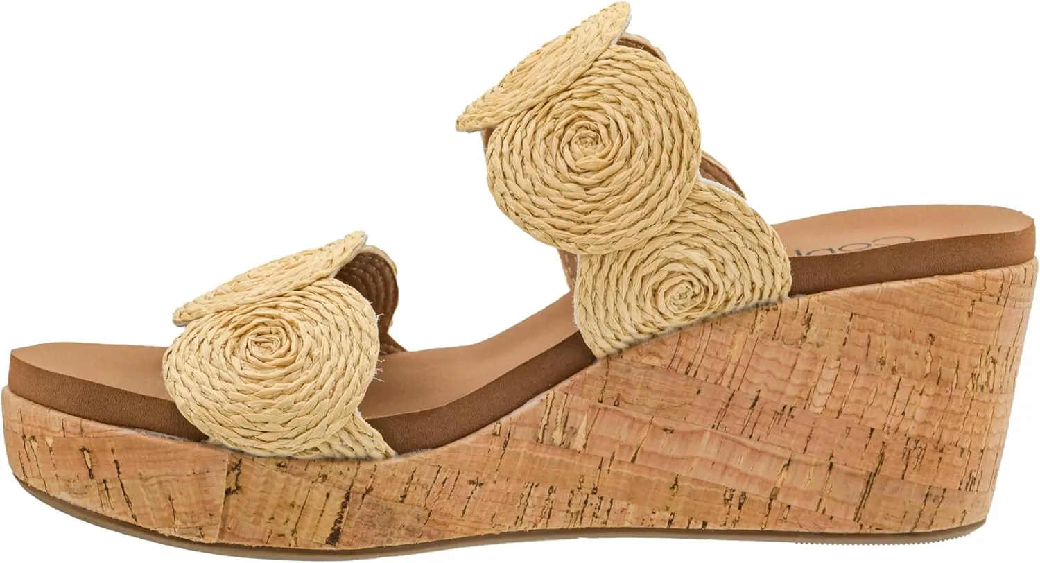 Corkys Footwear Women's Make A Toast Wedges - Featuring A 2.5-Inch Heel, Stylish Circle Design Straps, Corkys Signature Soft EVA Insoles for All-Day Comfort