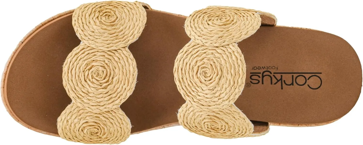 Corkys Footwear Women's Make A Toast Wedges - Featuring A 2.5-Inch Heel, Stylish Circle Design Straps, Corkys Signature Soft EVA Insoles for All-Day Comfort