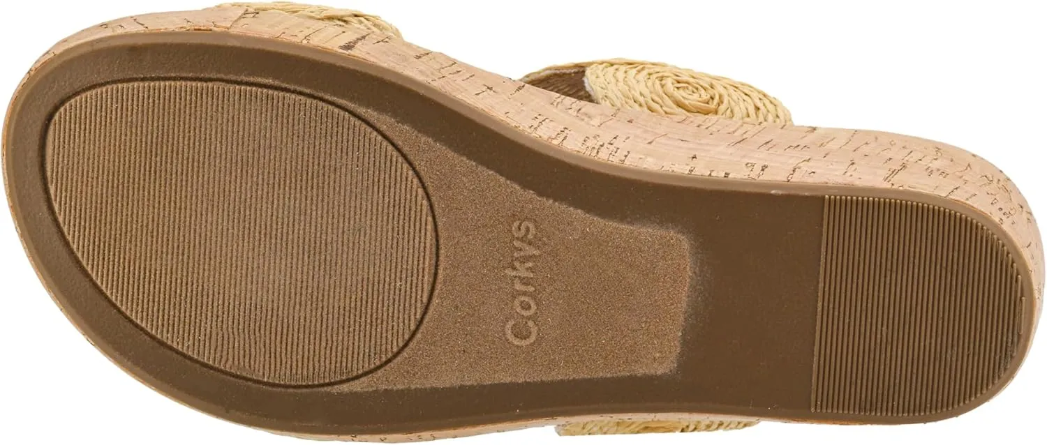 Corkys Footwear Women's Make A Toast Wedges - Featuring A 2.5-Inch Heel, Stylish Circle Design Straps, Corkys Signature Soft EVA Insoles for All-Day Comfort
