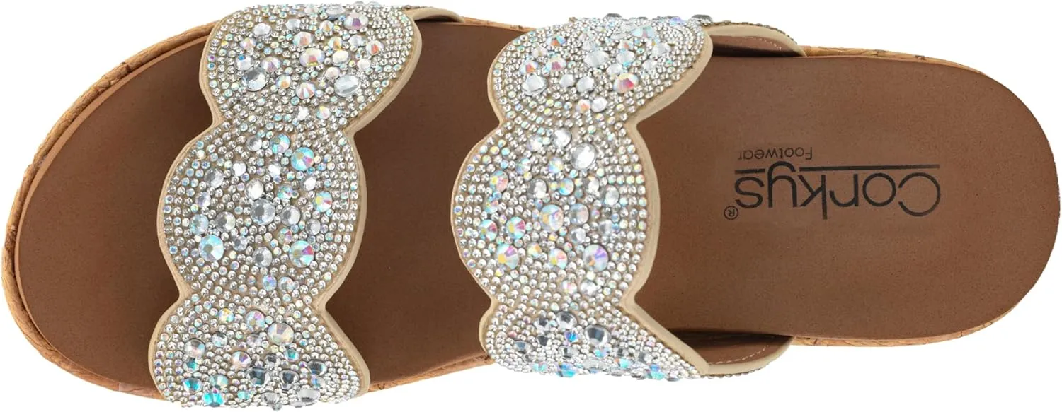 Corkys Footwear Women's Make A Toast Wedges - Featuring A 2.5-Inch Heel, Stylish Circle Design Straps, Corkys Signature Soft EVA Insoles for All-Day Comfort