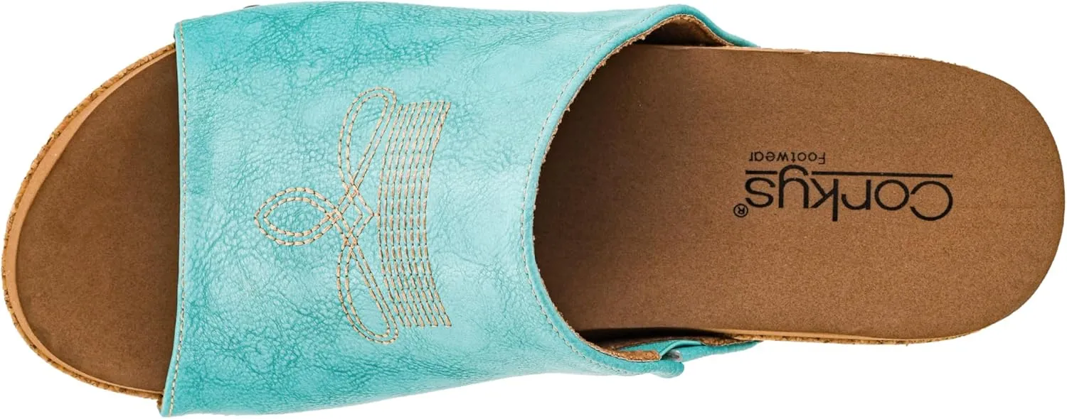 Corkys Footwear Womens Saddle Up Wedges - Featuring a Chic 2.5-Inch Heel, A Wide Strap Upper with Western Stitching and Elastic Gore, and Corkys Signature EVA Insoles