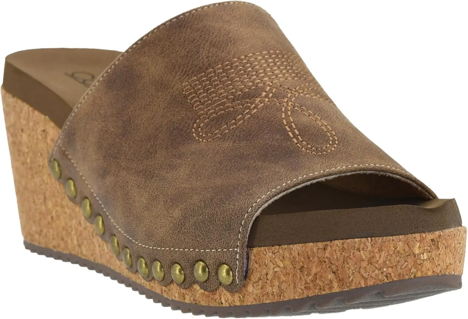 Corkys Footwear Womens Saddle Up Wedges - Featuring a Chic 2.5-Inch Heel, A Wide Strap Upper with Western Stitching and Elastic Gore, and Corkys Signature EVA Insoles