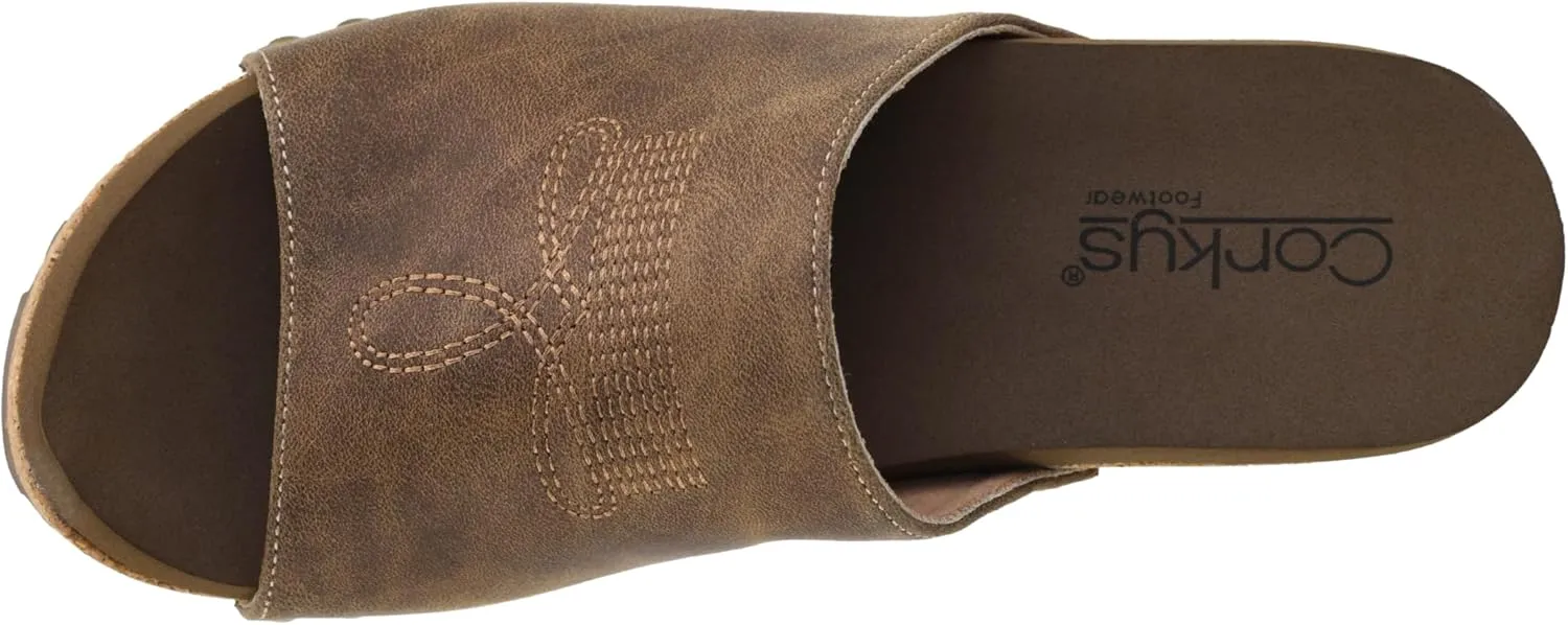 Corkys Footwear Womens Saddle Up Wedges - Featuring a Chic 2.5-Inch Heel, A Wide Strap Upper with Western Stitching and Elastic Gore, and Corkys Signature EVA Insoles