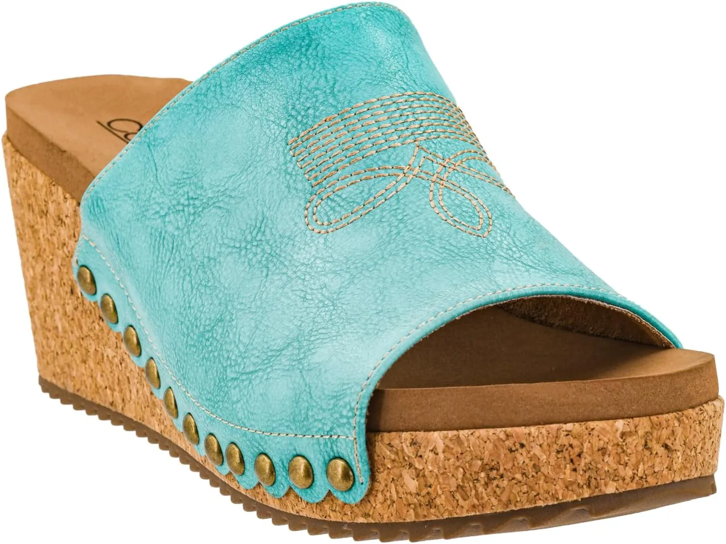 Corkys Footwear Womens Saddle Up Wedges - Featuring a Chic 2.5-Inch Heel, A Wide Strap Upper with Western Stitching and Elastic Gore, and Corkys Signature EVA Insoles