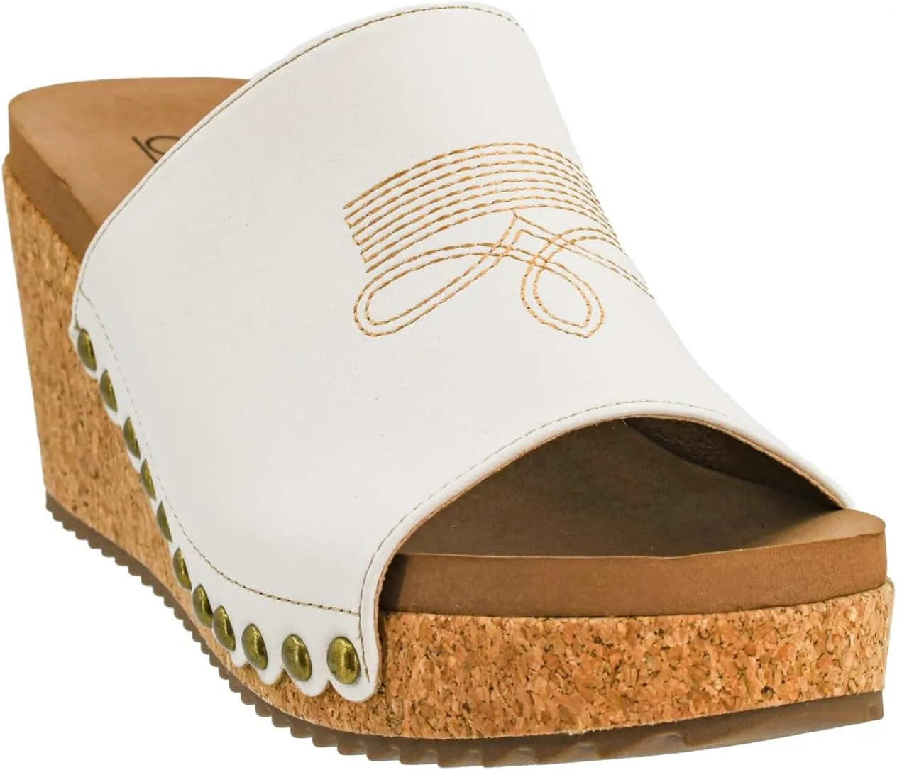 Corkys Footwear Womens Saddle Up Wedges - Featuring a Chic 2.5-Inch Heel, A Wide Strap Upper with Western Stitching and Elastic Gore, and Corkys Signature EVA Insoles