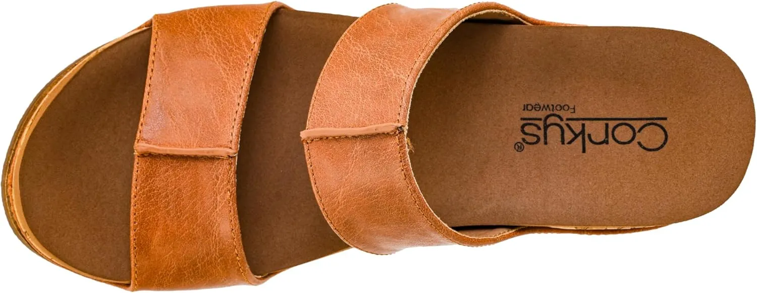Corkys Footwear Womens Table For Two Wedges - Featuring A 2-Inch Heel, Soft and Cushioned EVA Insoles, A Double Strap, And A Vegan Leather Wrapped Outsole