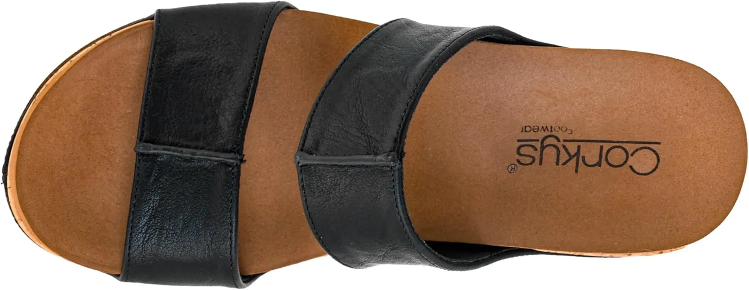 Corkys Footwear Womens Table For Two Wedges - Featuring A 2-Inch Heel, Soft and Cushioned EVA Insoles, A Double Strap, And A Vegan Leather Wrapped Outsole