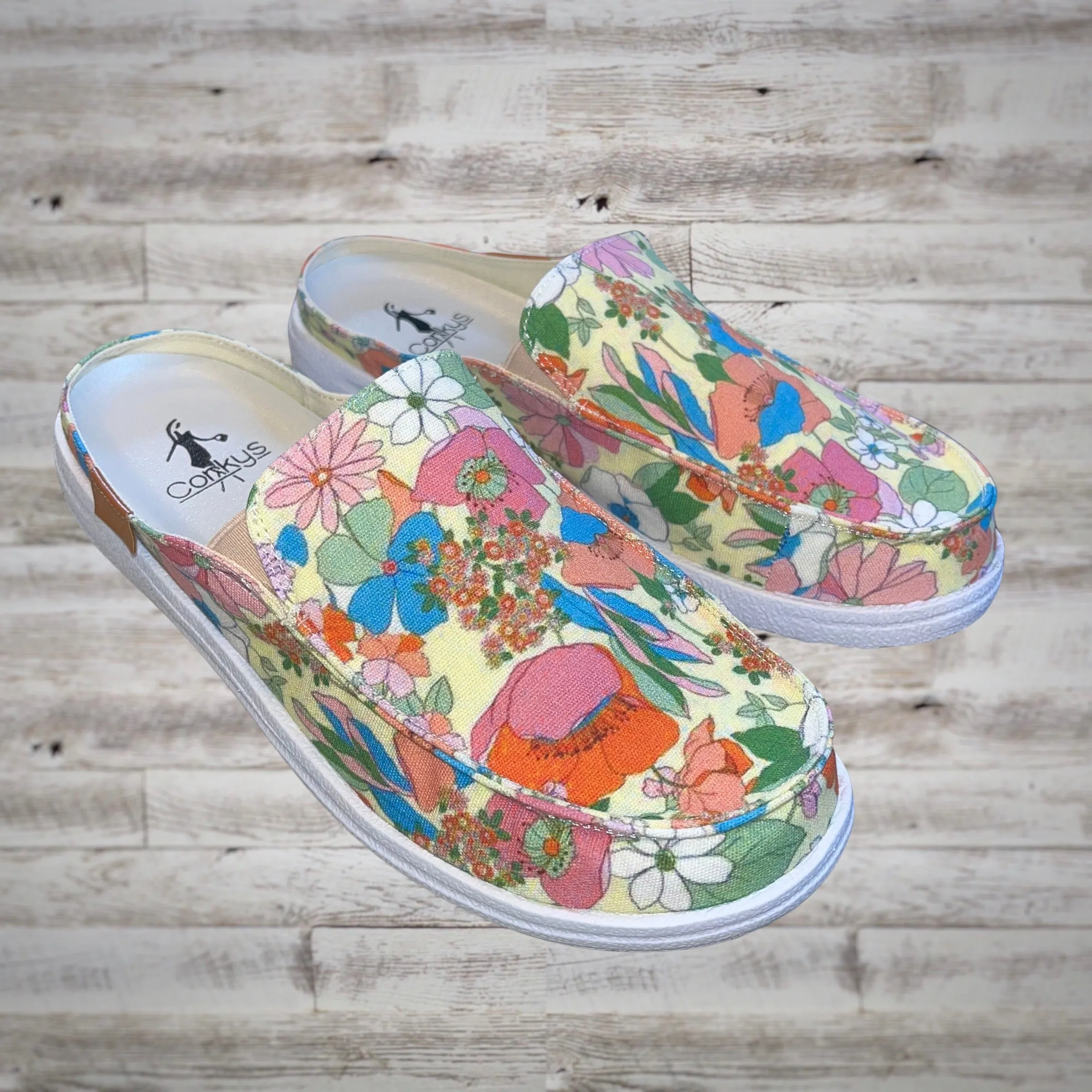 Corky’s Pontoon Spring Bloom Canvas Slip On Mule Boat Shoes