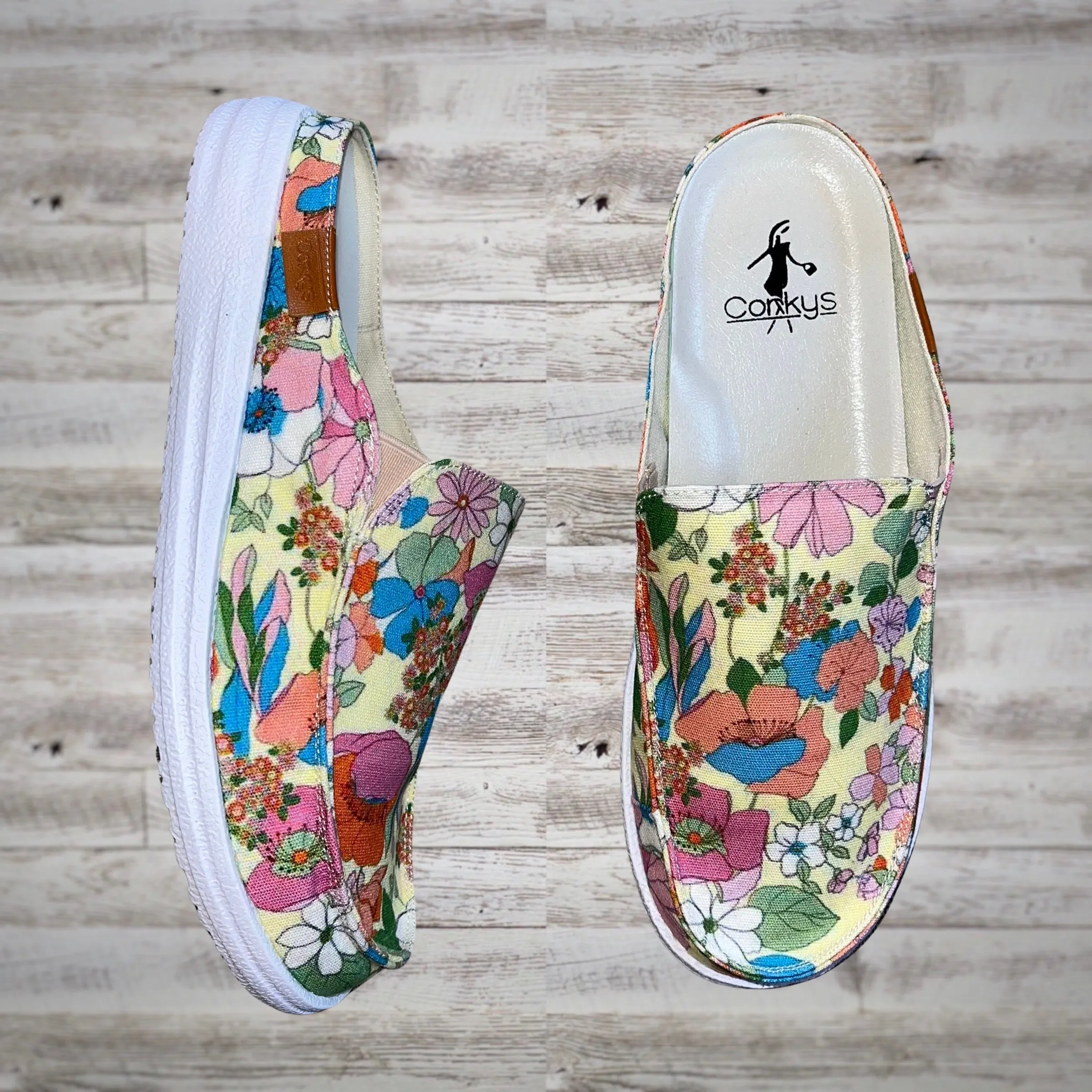 Corky’s Pontoon Spring Bloom Canvas Slip On Mule Boat Shoes