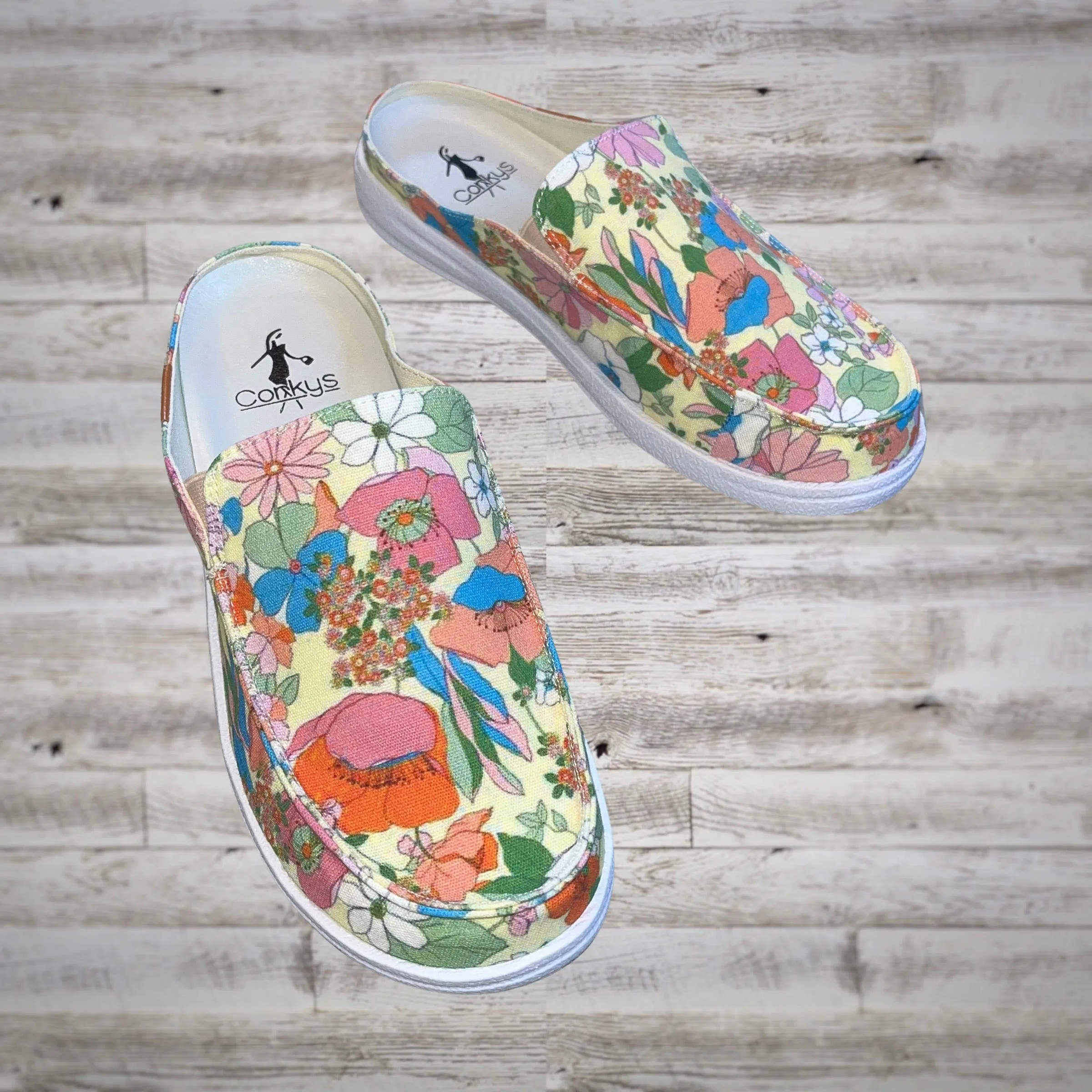 Corky’s Pontoon Spring Bloom Canvas Slip On Mule Boat Shoes