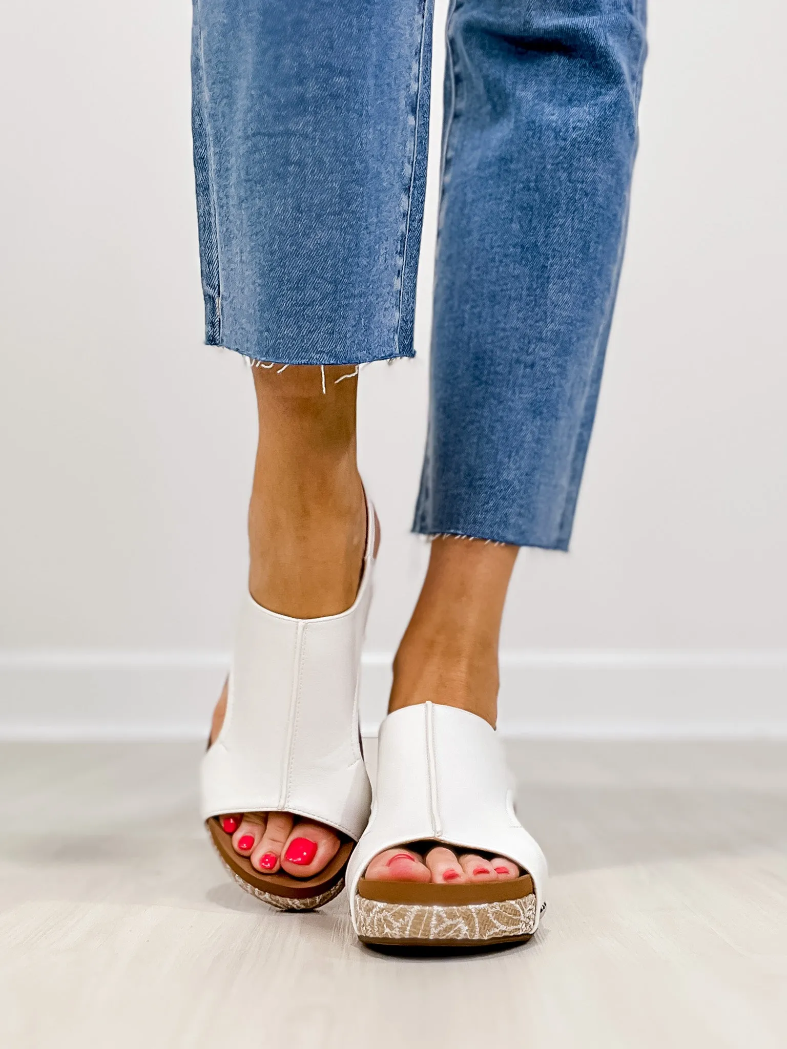 Corkys Volta II Wedge Sandals in White Combo