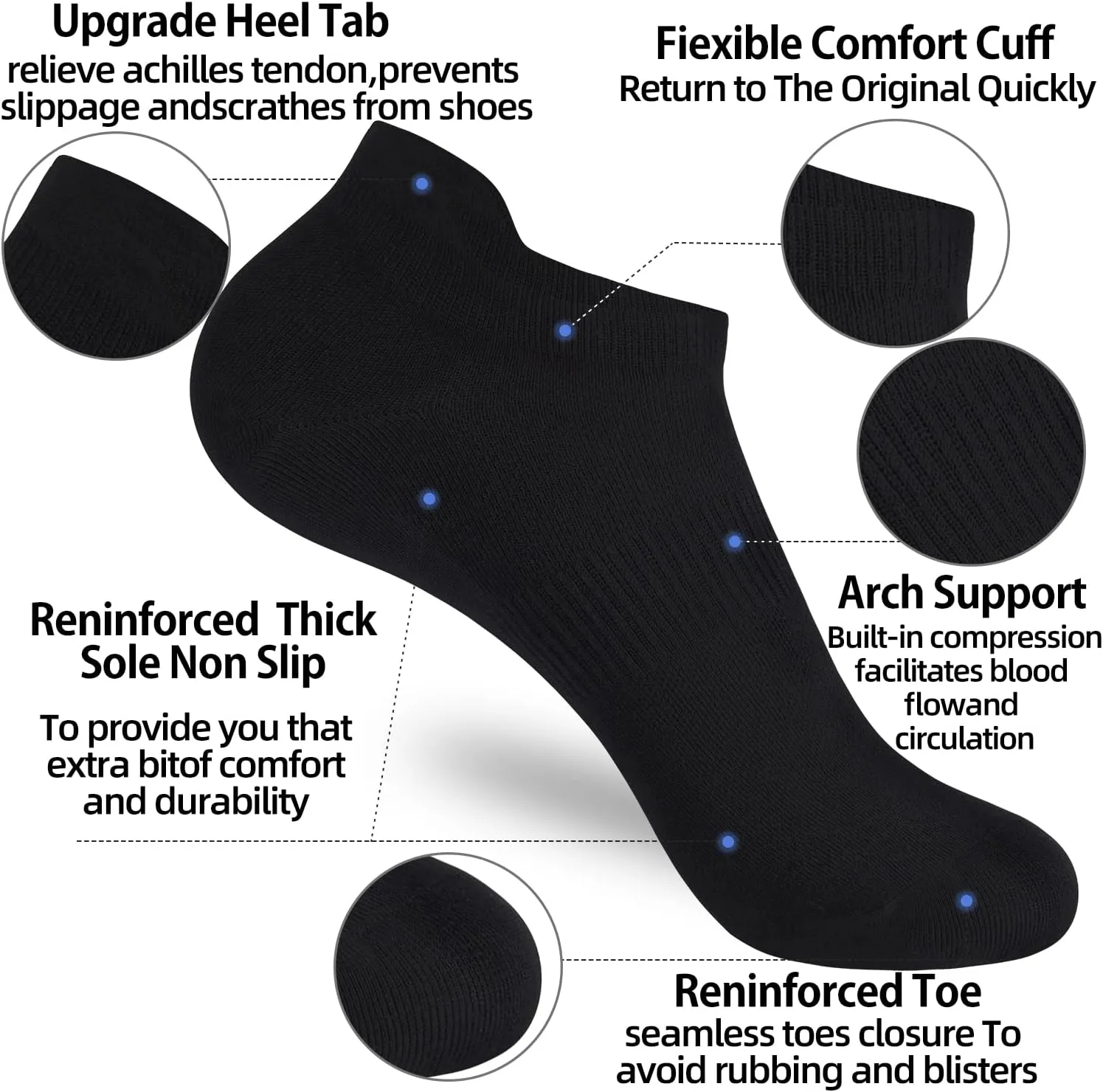 Corlap 8 Pairs Ankle Athletic Running Socks Thin Low Cut Sports Tab Socks for Men and Women
